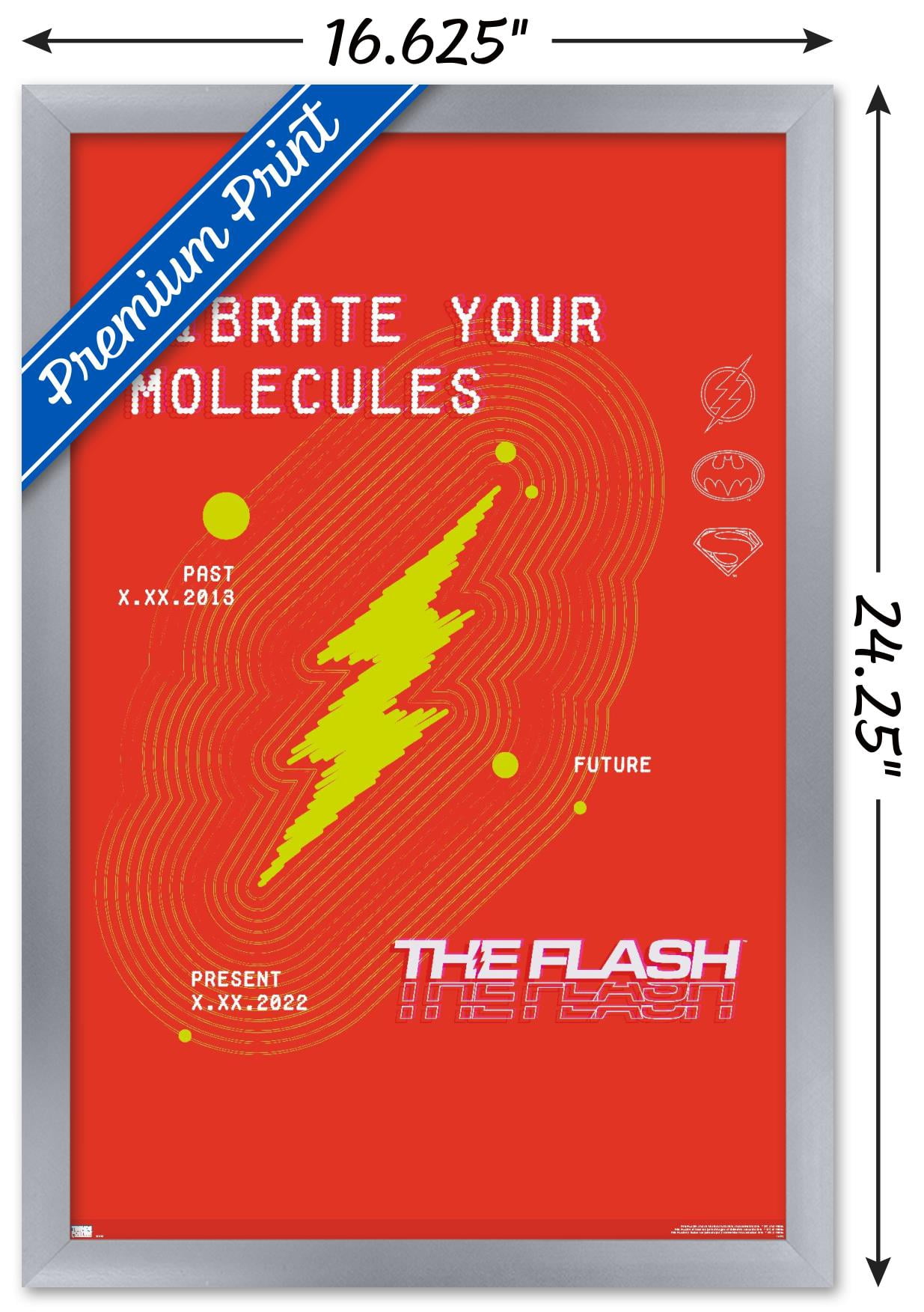 DC Comics Movie The Flash - Vibrate Your Molecules Wall Poster, 14.725" x 22.375" Framed