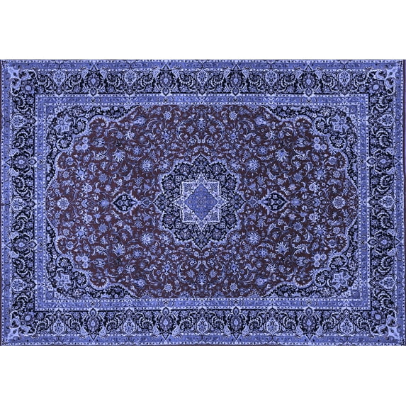 Ahgly Company Indoor Rectangle Medallion Blue Traditional Area Rugs, 7' x 10'