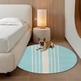 thumbnail image 3 of Abstract White Striped Round Living Room Rugs 4 ft, Modern Pink Linen Texture Washable Area Rug with Non-Slip Sturdy Edge Binding Round Carpet for Entryway Kitchen Bedroom Bathroom, 3 of 9