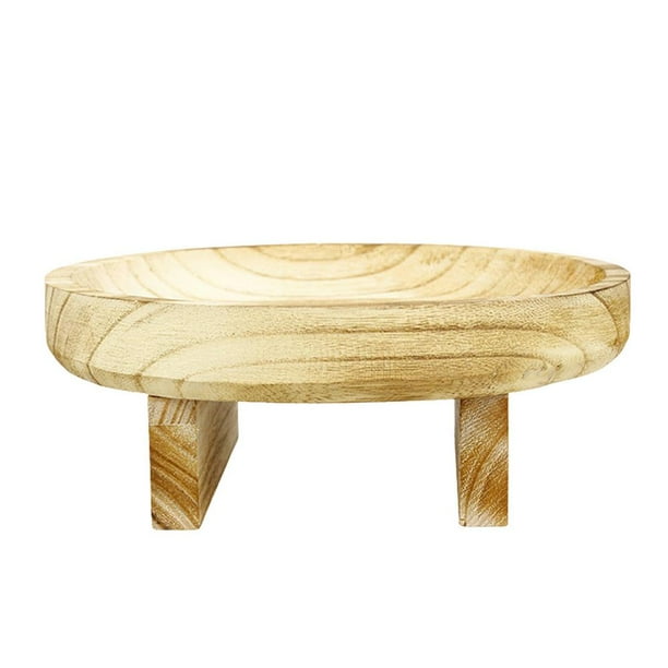 Careslong Wooden Plant Stool Potted Plant Stand Round Paulownia Wood