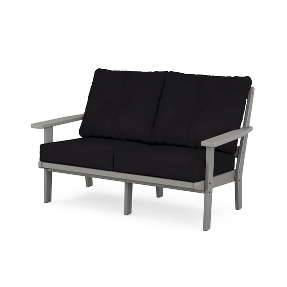 POLYWOOD Prairie Deep Seating Loveseat in Slate Grey / Midnight Linen