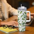 thumbnail image 5 of 40zo Ice Bar Cup With Handle Double Insulation Large Capacity Rust Prevention For Daily Travel And Other Scenes Watercolor Light Green Leaves (1), 5 of 8