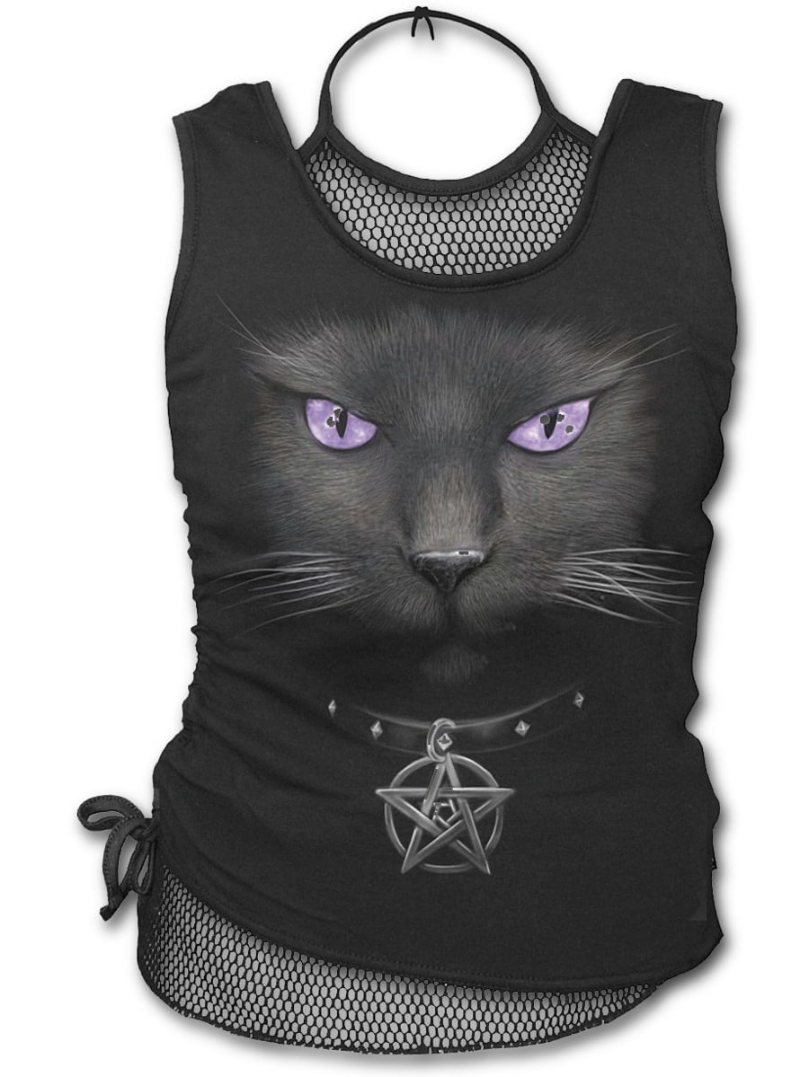 Spiral Direct BLACK CAT Women's Long Sleeve/Pentagram/Goth/Rock/Top/Clothing