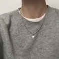 thumbnail image 2 of Light luxury design men's and women's four-star necklaces sweet cool simple elegant necklaces sweater chains-silvery, 2 of 5