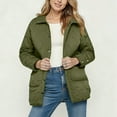 thumbnail image 2 of TEAJOPSUU Women's Oversized Quilted Jackets Casual Lapel Long Sleeve Button Down Puffer Jacket Padded Outerwear Coats with Pockets A-Olive Green, 2 of 4