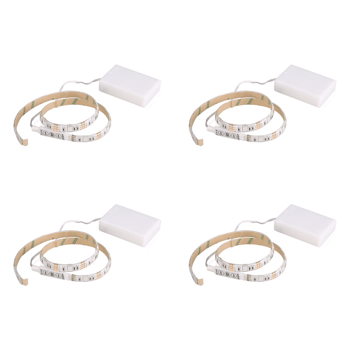 4X RGB Flexible LED Light Strip Waterproof IP65 15leds DC5V with Controller Battery-Powered, LED Tape, (0.5M)