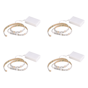 4X RGB Flexible LED Light Strip Waterproof IP65 15leds DC5V with Controller Battery-Powered, LED Tape, (0.5M)