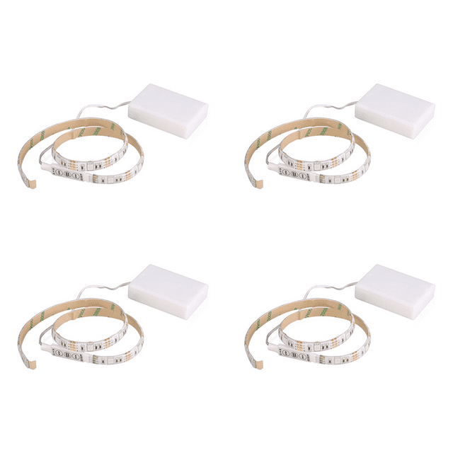 4X Bande Lumineuse LED Flexible RGB Étanche IP65 15leds DC5V avec Contrôleur Alimenté par Pile, Ruban LED, (0.5M)