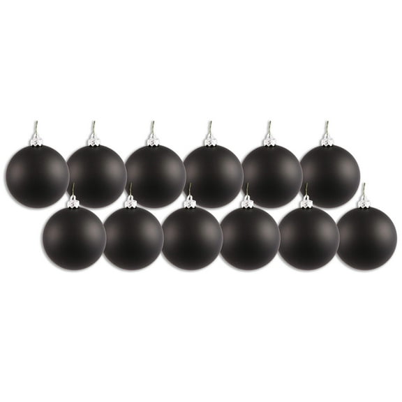 12 Pack 100mm 4" Black Matte Ball Ornament with Wire