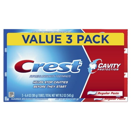 Crest Cavity Protection Regular Toothpaste, 6.4 oz, Pack of 3
