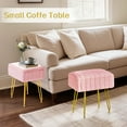 thumbnail image 3 of Haewon Upholstered Vanity Stool with Storage, Faux Fur Footstool Ottoman with Metal Legs & Anti-Slip for Bedroom/Entryway, Pink, 3 of 9