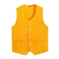 thumbnail image 3 of Nyeemya Unisex Kids Volunteer Activity Vest Button Up Waistcoat Boys Girls Waiter Bartender Uniform Yellow M/11, 3 of 5