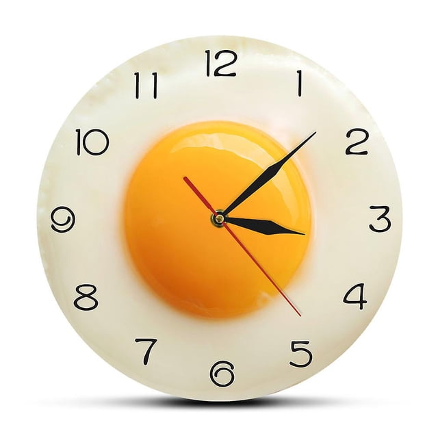 Fried Egg Poached Egg Wall Clock Egg Yolk Clock Digital Pointer Clock Canteen Restaurant Acrylic Wa