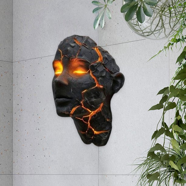 Lámpara de pared con diseño de agrietada, escultura de resina, luz artística decorativa, lámpara de noche, de pared LED 3D con forma humana para