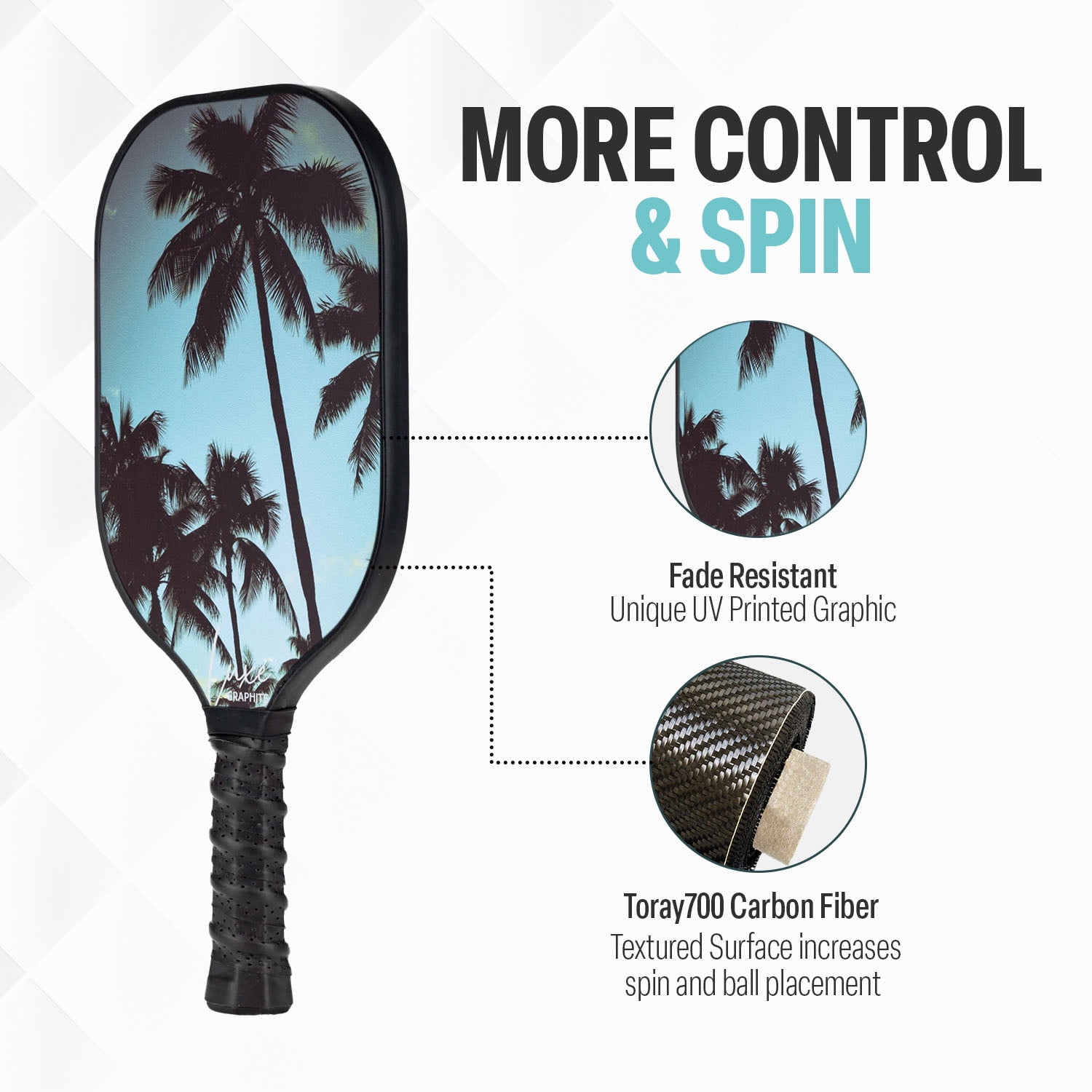Palms-O-Aces New Luxe Lightweight Graphite Pickleball Paddle - The Palms - 7.8 oz