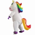 thumbnail image 3 of Inflatable Unicorn Costume Cosplay Party Holiday Christmas Halloween Parade Carnival Suit Jumpsuit Theme Party Dress Up,Height 59"–74.8",WHITE, 3 of 7