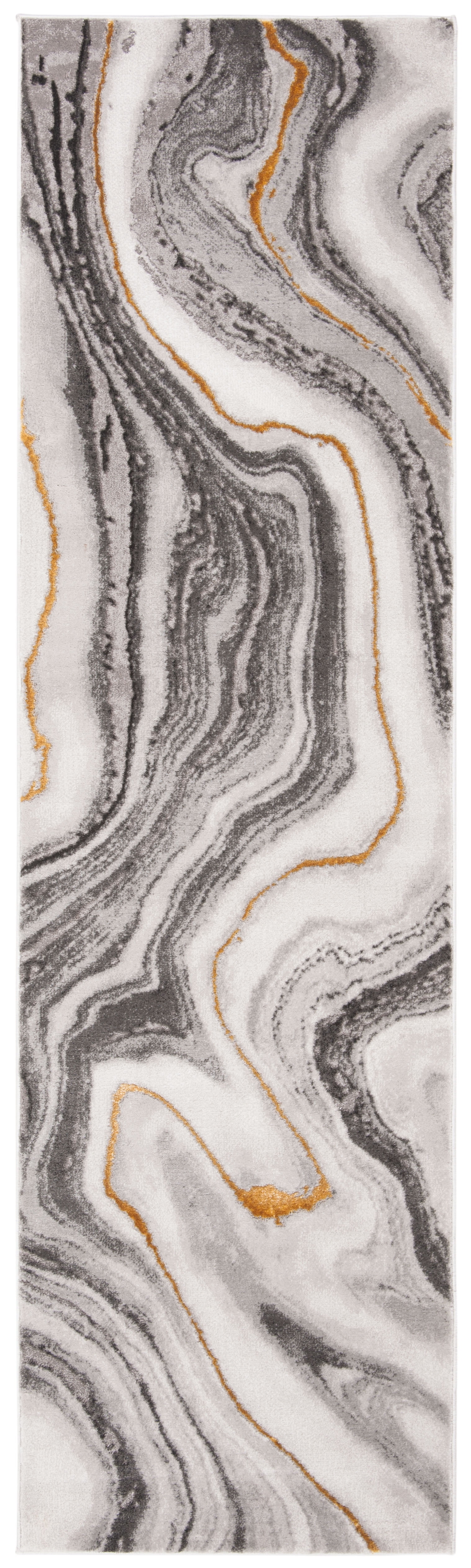 SAFAVIEH Craft Angjelko Abstract Runner Rug, Grey/Gold, 2'3" x 10'