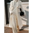 thumbnail image 5 of Womens Long Wool Coats Fall Winter Double Breasted Trench Coat Peacoat White XXL, 5 of 7