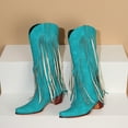thumbnail image 4 of Sky Blue Women Boots With Metallic Finish Comfortable For Evening Wear, 4 of 6