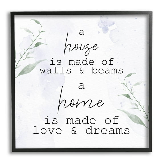 Stupell Industries Home is Love & Dreams Phrase Graphic Art Black Framed Art Print Wall Art, Design by Kim Allen