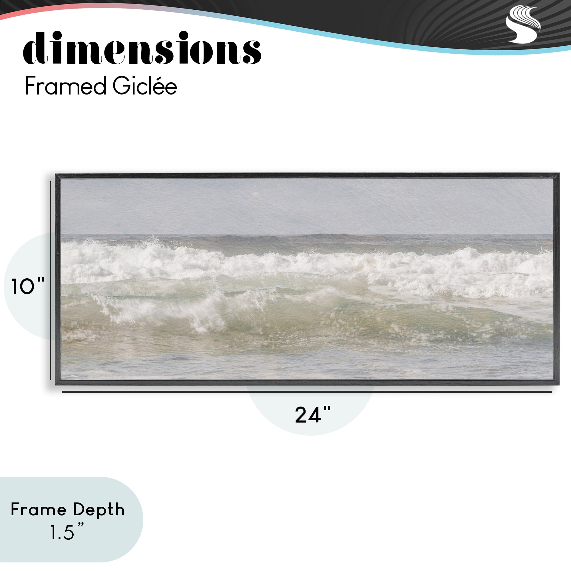 Stupell Industries Panoramic Breaking Waves Black Framed Giclee Art, design by Melissa McClain