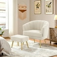 thumbnail image 4 of Andeworld Modern Accent Chair with Ottoman, Upholstered armchair for Living Room, Bedroom (Beige), 4 of 6