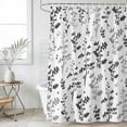 thumbnail image 6 of Black Grey Botanical Shower Curtain Set - Small 36" x 72" Washable Bathtub Curtain with 12 Hooks, Watercolor Spring Floral Summer Leaf Waterproof Fabric Shower Curtains for Bathroom/Bathtub Décor, 6 of 6