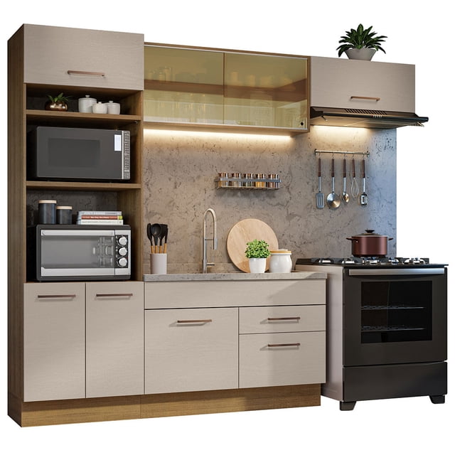 Cocina Integral 270cm Agata Madesa 04 Marrón/Crema
