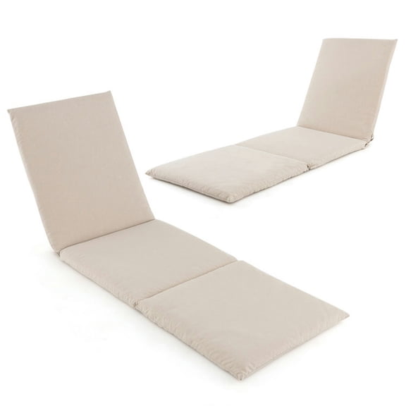 Spaco Outdoor Chaise Lounge Cushion Patio Furniture Tri-Folding Pad, Patio Furniture Pad with Fixing Straps, Lounge Chair Cushion for Outdoor, Beige
