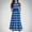 Blue, variant on Kids Girls Long Dress Striped Printed Crewneck Ruffle Short Sleeve Flowy Tiered Maxi Dress with Pockets Summer Casual Loose Swing Dress for 6-12 Years