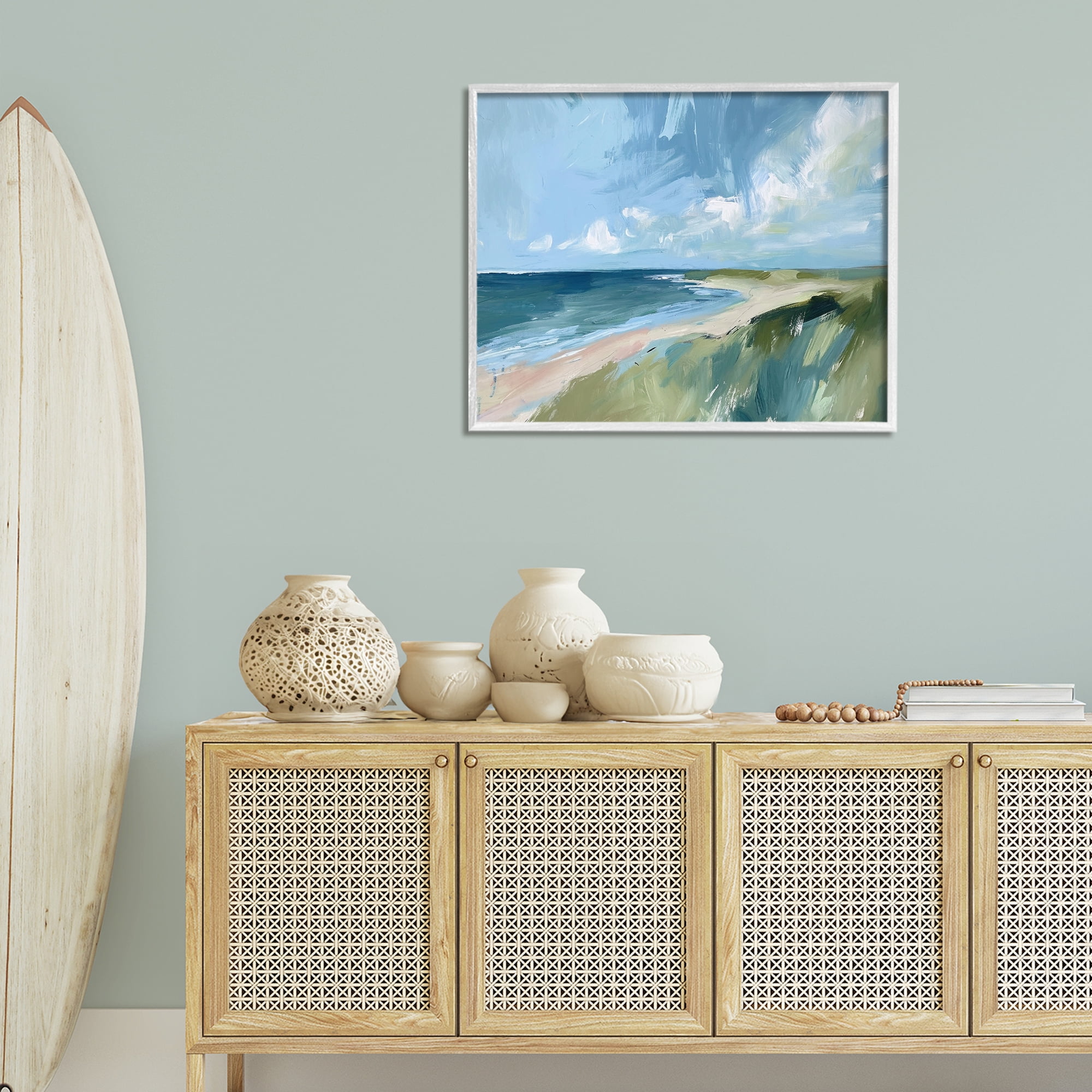 Stupell Industries Coastal Wilderness Landscape Coastal Painting White Framed Art Print Wall Art, 30 x 24