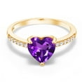 thumbnail image 2 of Gem Stone King 1.74 Ct Heart Shape Purple Amethyst 18K Yellow Gold Plated Silver Ring, 2 of 5