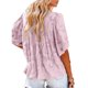 thumbnail image 3 of Sunloudy Blusa informal para mujer, cuello en V, manga acampanada, textura de flores, botones, camisa suelta con volantes para damas Sunloudy  S M L XL XXL, 3 of 6