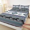 thumbnail image 3 of jejeloiu Southwestern Aztec Horse King 4-Piece Ultra Soft Sheet Set, 3 of 7