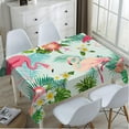 thumbnail image 4 of Pink Flamingo Tablecloth 60x84 Inch Rectangular Tropical Flowers Palm Tree Leaves Birds Pineapple Exotic Oblong Table Cloth Kitchen Table Decorations for Home Dinner Party, 4 of 6