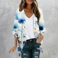 thumbnail image 2 of AnuYalue 2025 Women's Three Quarter Length Cardigan Top Trendy Floral Print 3/4 Sleeve Tops Casual Beach Resort Wear Cardigans Top Blouses, 2 of 5
