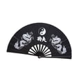 thumbnail image 3 of Abanico de mano plegable para cosplay, abanico chino de kung fu para fiestas, regalos y bares. dragón doble negro, 3 of 9