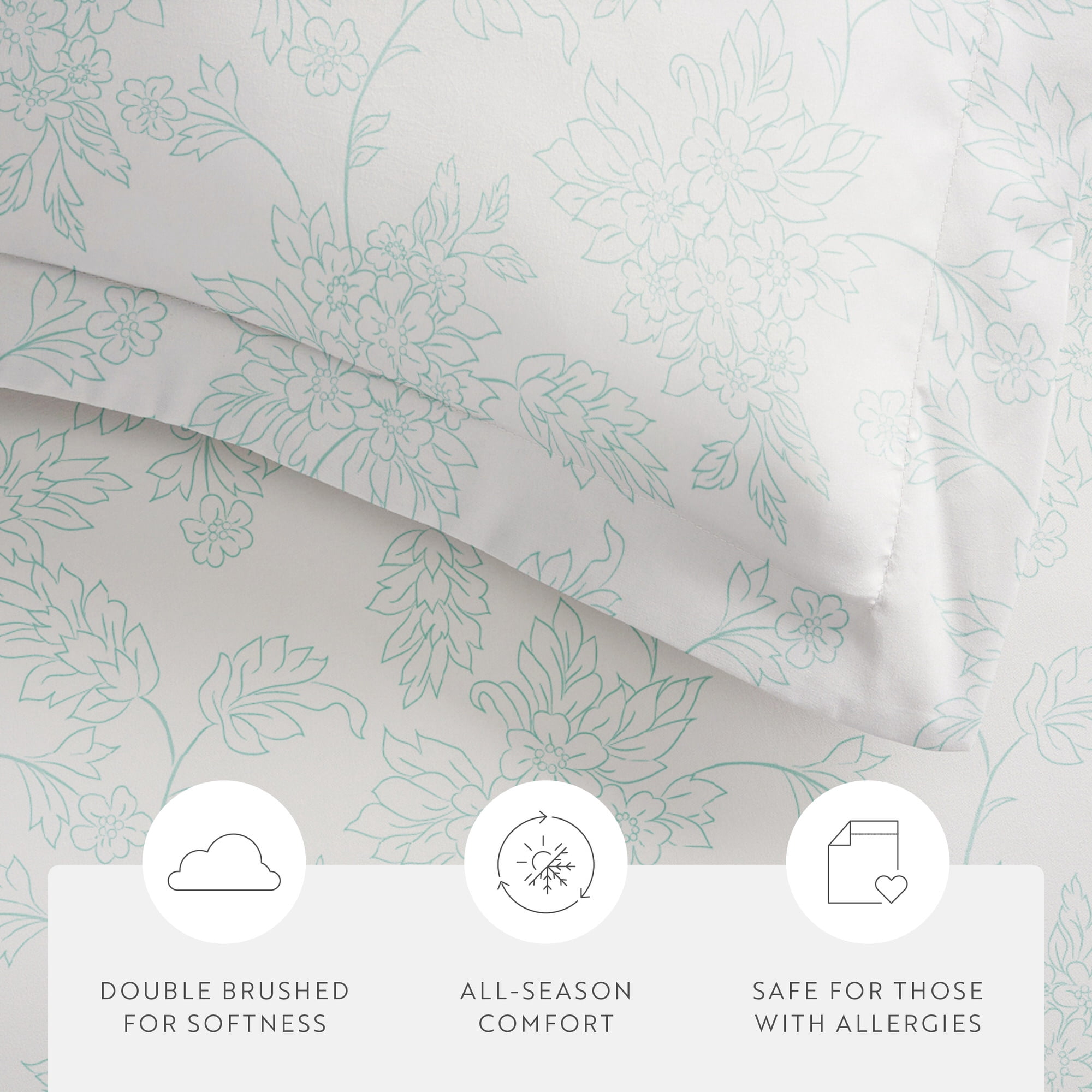 Duvet Cover Set - Ultra Soft & Breathable - Aqua Vine for Queen Size Bedding by Comfort Canopy
