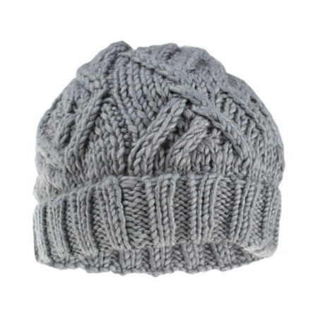 

NUOLUX Knitted Hat Rhombus Pattern Stylish Mild Warm Hat Winter Slouchy Thick Hat for Men and Women Light Grey