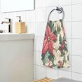 thumbnail image 3 of Yayeee 2 Pack Hand Towels for Bathroom 100% Cotton 16" x 28" Soft Absorbent Kitchen Towel, Red Christmas Poinsettia, 3 of 7