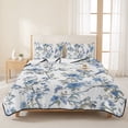 thumbnail image 3 of Queen Quilt Set 90''x96'', Blue Floral Birds Lightweight Summer Bedspread Coverlet Set with 2 Pillow Shams, Farmhouse Flowers Pastoral Breathable All Season Quilt Bedding for Bedroom/Guest Room, 3 of 9