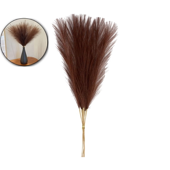 Faux Pampas Grass Artificial Fake Dried Pampas Grass Decor for Floor Vase Filler, Wedding Decoration, Home Decoration(Brown)