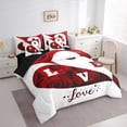 thumbnail image 3 of Feelyou Romantic Red Rose Bedding Comforter Set 7pcs, Anniversary Love Heart King Bedding Sets, Teens Adult Couple Lover Reversible Bed Sheets, Microfiber Bedroom Decor, 3 of 7