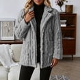 thumbnail image 6 of Enjoytime Fall Winter Fleece Jacket Women Notch Lapel Button Down Long Sleeve Coat Casual Warm Fuzzy Outerwear with Pocket, 6 of 7