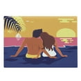 thumbnail image 1 of Graphic Beach Cutting Board, Romantic Couple Sits on Coast and Watches Sunset Horizon in Abstract Colors, Decorative Tempered Glass Cutting and Serving Board, in 3 Sizes, by Ambesonne, 1 of 2