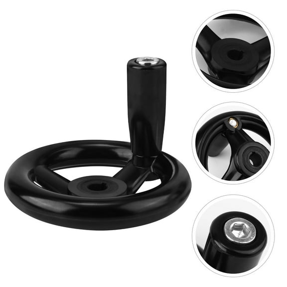 BESTOYARD Round Hand Wheel for Machine Black Bakelite with Revolving Handle and Threaded Hole