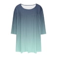 thumbnail image 6 of CHGBMOK Womens 3/4 Sleeve Blouses Gradient Crew Neck T Shirts Casual Pleated Tops Curved Hem Going Out Outfit, 6 of 6