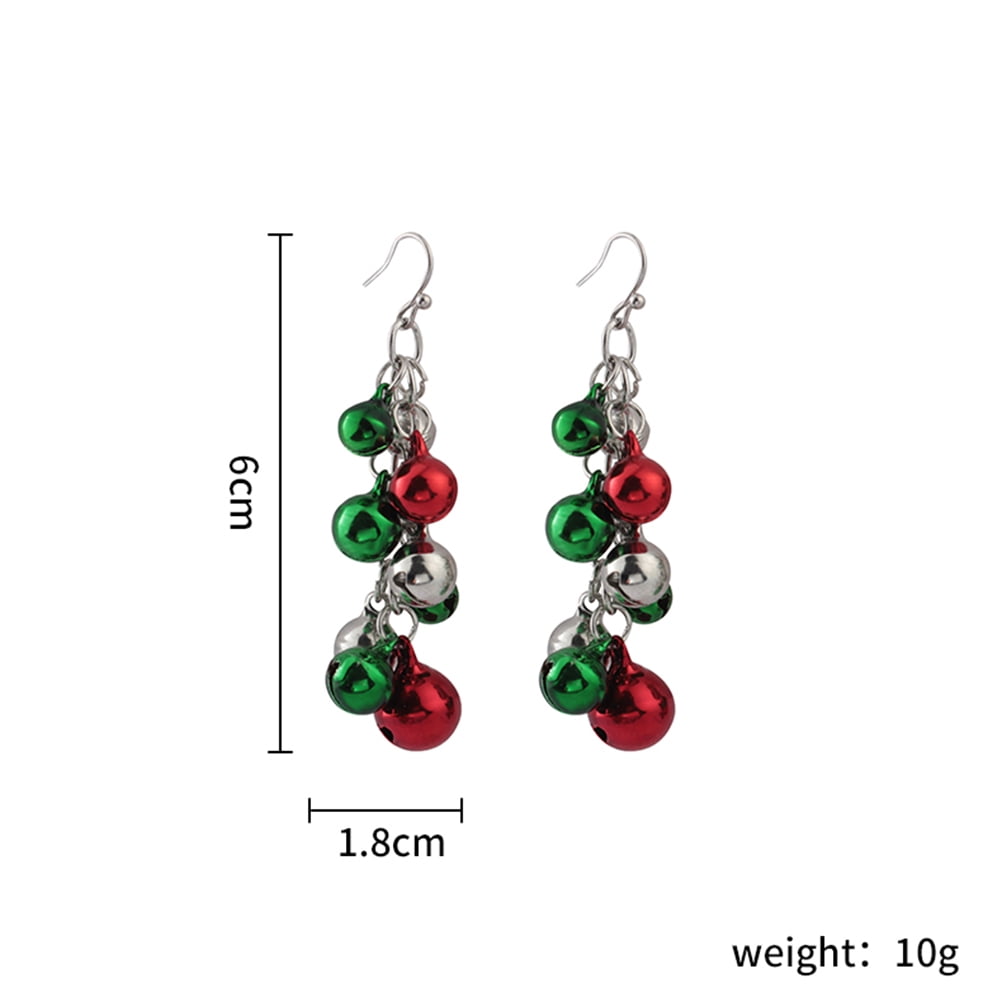 Christmas Jingle Bell Earrings Multicolor Chandelier Drop Dangle Earrings  for Festive Holiday Birthday Party Anniversary Gift 