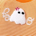 thumbnail image 6 of LIIPEE Girls Pajamas Sets Halloween Cartoon Ghost Embroidery Long Sleeve Round Neck Striped Shirt Pants Set Toddler Leisure Party Homewear Pjs Outfits,Orange,6-12 Months, 6 of 9