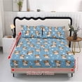 thumbnail image 2 of Xixirimido Schnauzer Paws Blue Print 3Pcs Fitted Sheet Set Soft Bed Sheet with 2 Pillowcases Wrinkle Resistant Bedding Set Breathable Mattress Sheets, Queen Size, 2 of 5